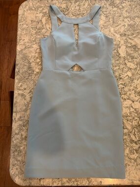 Gorgeous Cocktail Dress Laundry By Shelli Segal Light Blue Sleeveless w/Cutouts